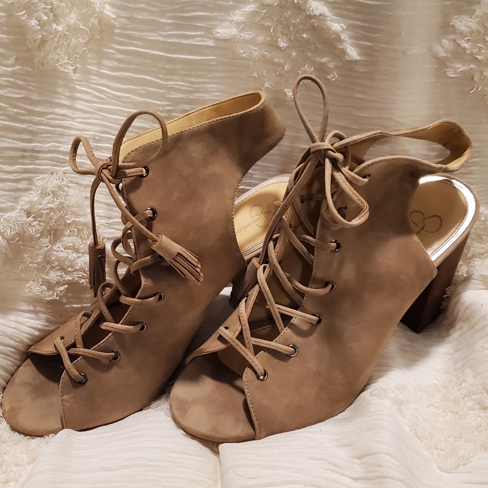 Jessica Simpson Tan Lace-Up Women's Heels